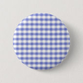 Dark blue gingham patroon ronde button 5,7 cm (Voorkant)