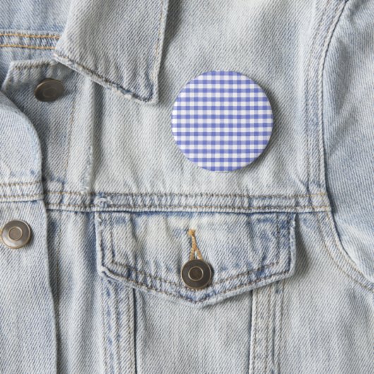 Dark blue gingham patroon ronde button 5,7 cm (In situ)