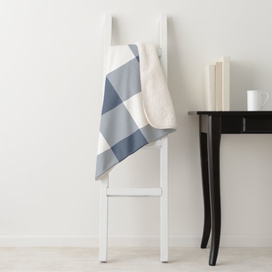 Dark Blue Gingham Pattern Sherpa Deken (In situ)