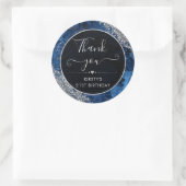 Dark Blue Glitter Mermaid Letters Birthday Ronde Sticker (Tas)