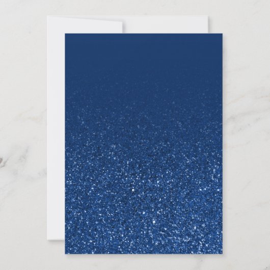 Dark Blue Glitter Ombre Girly Foto Afstuderen Aankondiging (Achterkant)