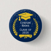 Dark Blue & Gold Class of 2026 Graduation Button (Voorkant)