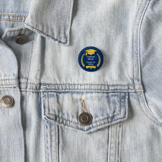 Dark Blue & Gold Class of 2026 Graduation Button (In situ)