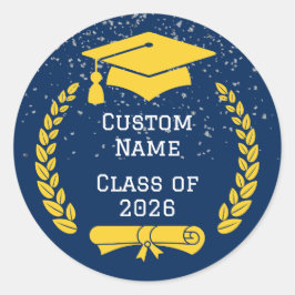 Dark Blue & Gold Class of 2026 Graduation Sticker