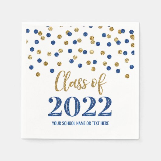 Dark Blue Gold Confetti Class of 2022 Servet (Voorkant)