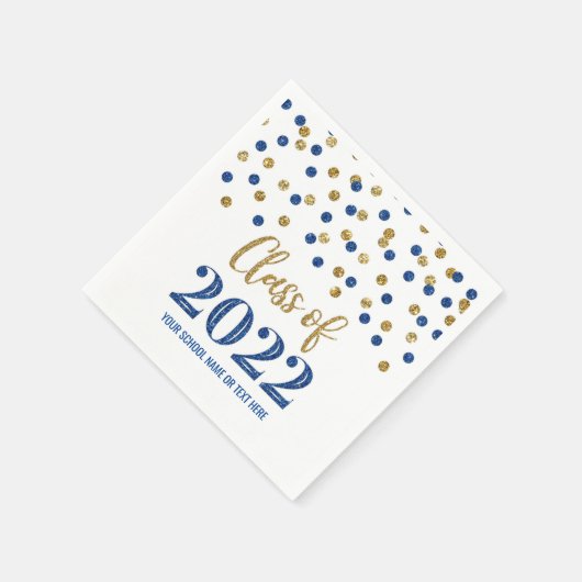 Dark Blue Gold Confetti Class of 2022 Servet (Hoek)
