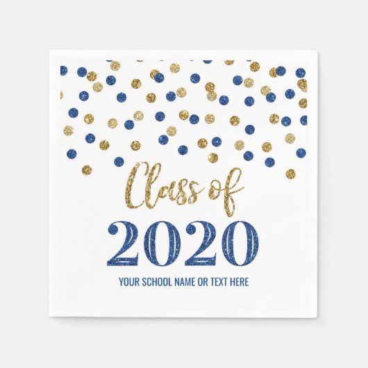 Dark Blue Gold Confetti Klasse van 2020 Afstuderen Servet (Voorkant)