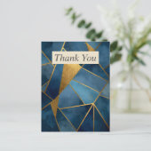 Dark Blue & Gold Geometric Thank You Card Briefkaart (Staand voorkant)
