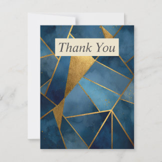 Dark Blue & Gold Geometric Thank You Card Briefkaart