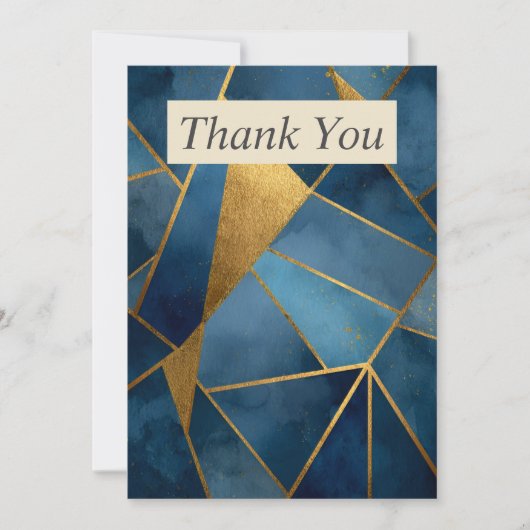 Dark Blue & Gold Geometric Thank You Card Kaart (Voorkant)
