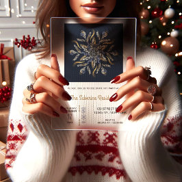 Dark Blue & Gold Midnight Sparkle Stars New Year Acryl Uitnodigingen