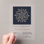 Dark Blue & Gold Midnight Sparkle Stars New Year  Acryl Uitnodigingen (Insitu (Draagbaar))