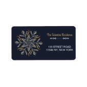 Dark Blue & Gold Midnight Sparkle Stars New Year Etiket (Voorkant)