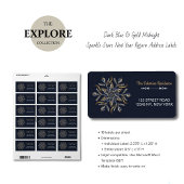 Dark Blue & Gold Midnight Sparkle Stars New Year Etiket