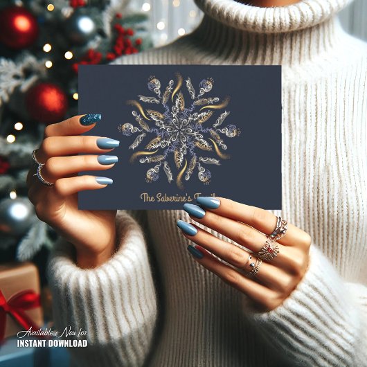 Dark Blue & Gold Midnight Sparkle Stars New Year  Kaart