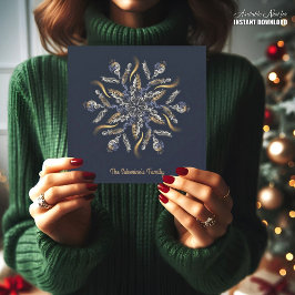 Dark Blue & Gold Midnight Sparkle Stars New Year Kaart