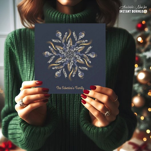 Dark Blue & Gold Midnight Sparkle Stars New Year  Kaart