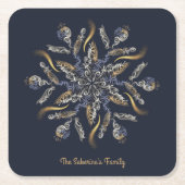 Dark Blue & Gold Midnight Sparkle Stars New Year Kartonnen Onderzetters (Voorkant)