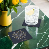 Dark Blue & Gold Midnight Sparkle Stars New Year Kartonnen Onderzetters