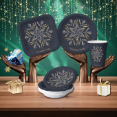 Dark Blue & Gold Midnight Sparkle Stars New Year Papieren Bordje