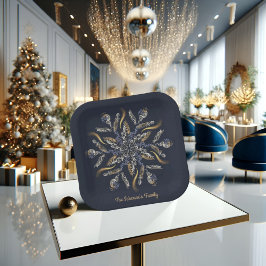 Dark Blue & Gold Midnight Sparkle Stars New Year Papieren Bordje
