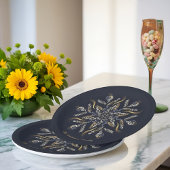 Dark Blue & Gold Midnight Sparkle Stars New Year Papieren Bordje