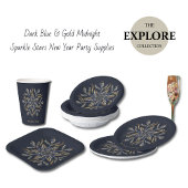 Dark Blue & Gold Midnight Sparkle Stars New Year Papieren Bordje