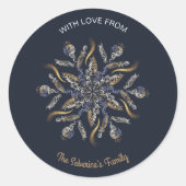 Dark Blue & Gold Midnight Sparkle Stars New Year Ronde Sticker (Voorkant)