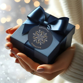 Dark Blue & Gold Midnight Sparkle Stars New Year Ronde Sticker