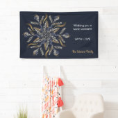 Dark Blue & Gold Midnight Sparkle Stars New Year Spandoek (Insitu)