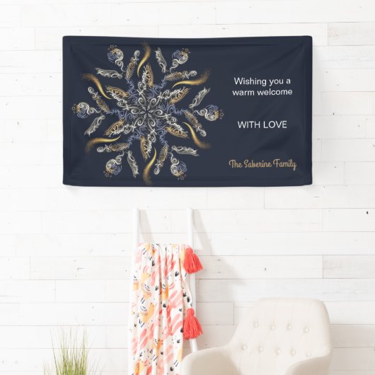 Dark Blue & Gold Midnight Sparkle Stars New Year Spandoek (Insitu)