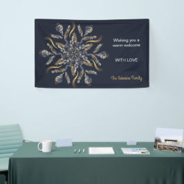Dark Blue & Gold Midnight Sparkle Stars New Year Spandoek