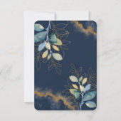 Dark Blue Gold Watercolor Wash Modern Wedding  Kaart (Achterkant)