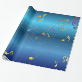 Dark Blue Gradient Elegant Music Notes Cadeaupapier