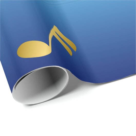 Dark Blue Gradient Elegant Music Notes Cadeaupapier (Rol Hoek)