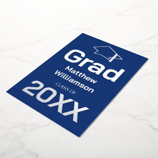 Dark Blue Graduation Party Folie Folie Uitnodiging (Gedraaid)