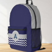 Dark Blue Gray Chevron Bedrukte Rugzak