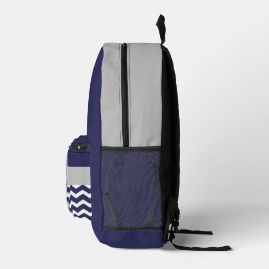 Dark Blue Gray Chevron Bedrukte Rugzak (Rechts)
