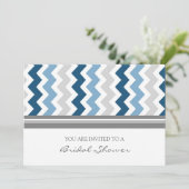 Dark Blue Gray Chevron Bridal Shower Kaart (Staand voorkant)