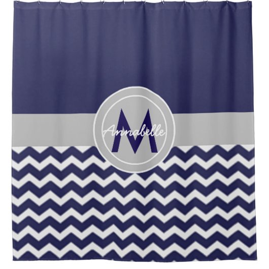 Dark Blue Gray Chevron Douchegordijn (Voorkant)