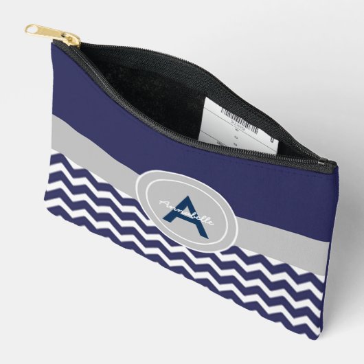 Dark Blue Gray Chevron Etui (Open)