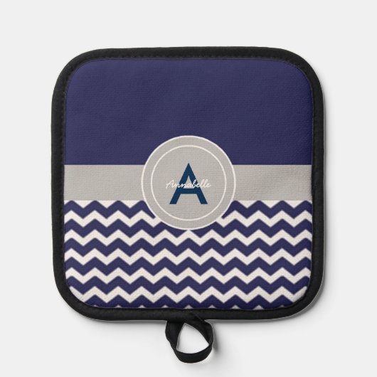 Dark Blue Gray Chevron Pannenlap (Voorkant)