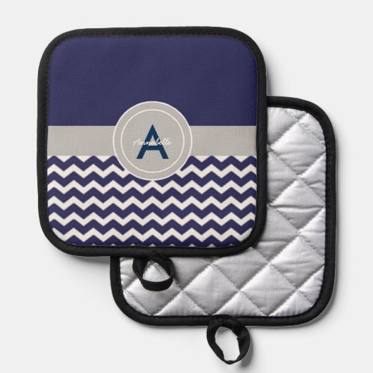 Dark Blue Gray Chevron Pannenlap (Voorkant / Achterkant)