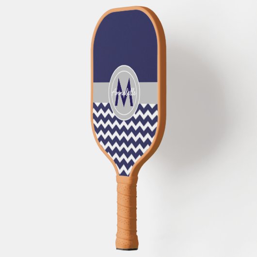 Dark Blue Gray Chevron Pickleball Paddle (Links)