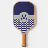 Dark Blue Gray Chevron Pickleball Paddle (Achterkant)