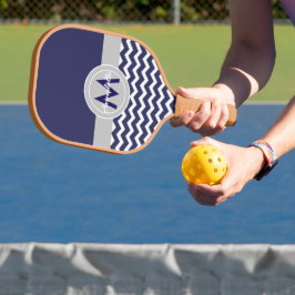 Dark Blue Gray Chevron Pickleball Paddle