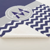 Dark Blue Gray Chevron Sherpa Deken (3/4)