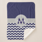 Dark Blue Gray Chevron Sherpa Deken (Voorkant)