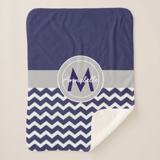Dark Blue Gray Chevron Sherpa Deken (Voorkant)