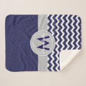 Dark Blue Gray Chevron Sherpa Deken (Voorkant (horizontaal))
